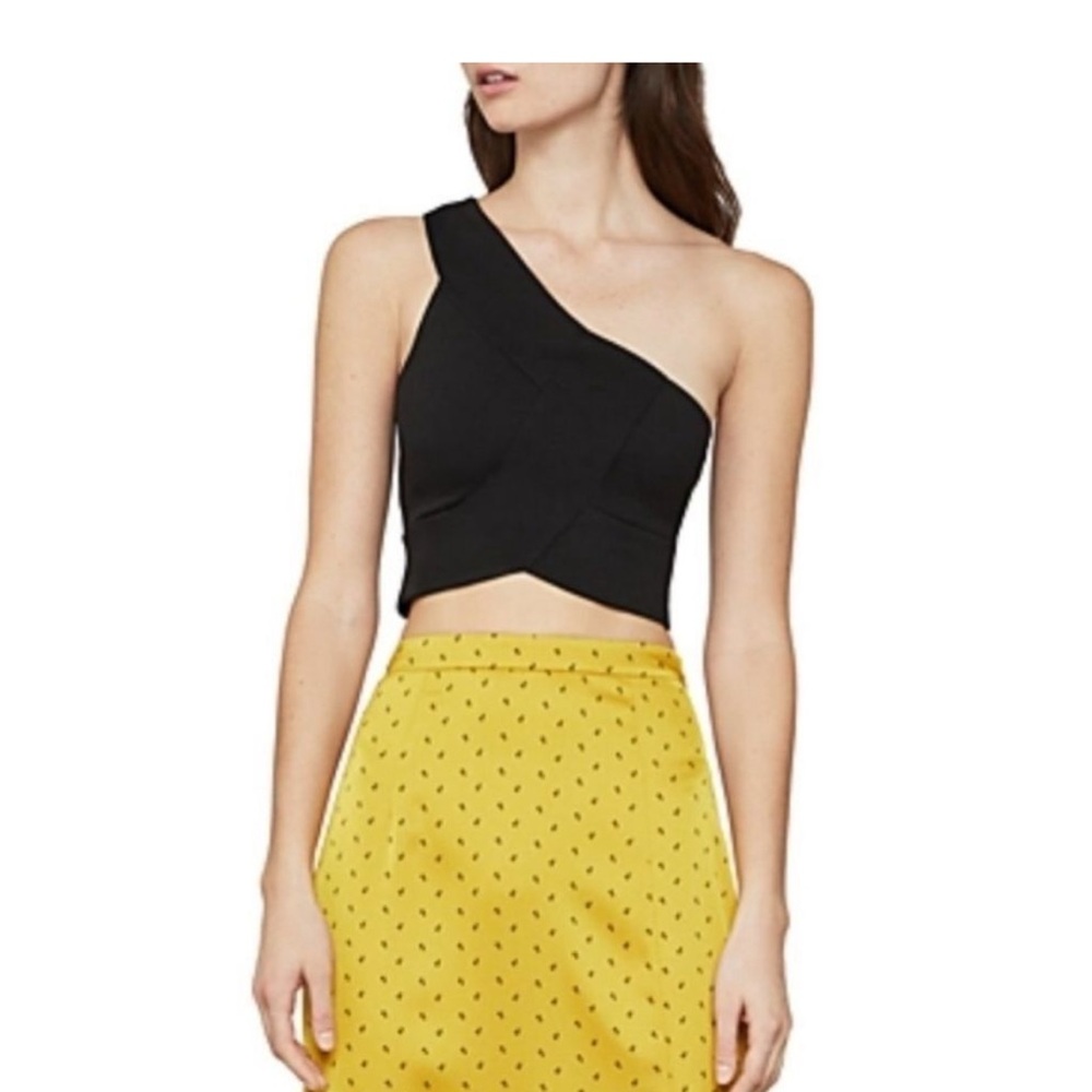 BCBGMaxAzria Women's M Black One Shoulder Knit Crop Top